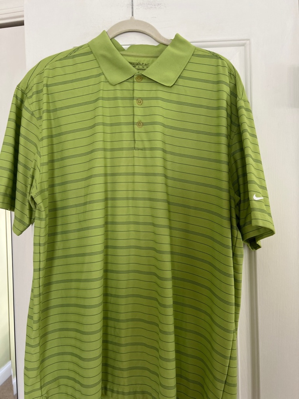 Nike Men's Lime Green Striped Golf Polo.EUC. Sz-XL.Dry Fit.